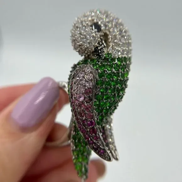 NEW RHODIUM PLATED CZ PARROT RING - Picture 12 of 16
